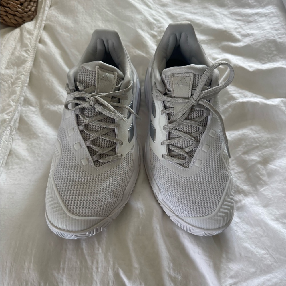 Adidas Barricade 13 White and Silver Athletic Shoes - Picture 5 of 5